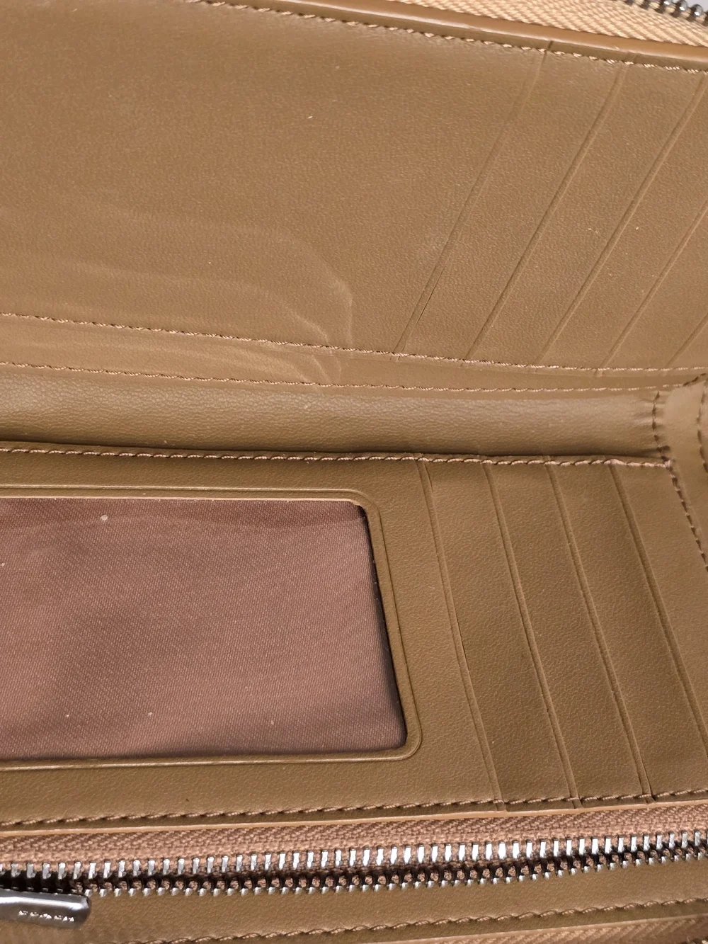 Coach Pebbled Leather Zip Wallet in Pale Yellow